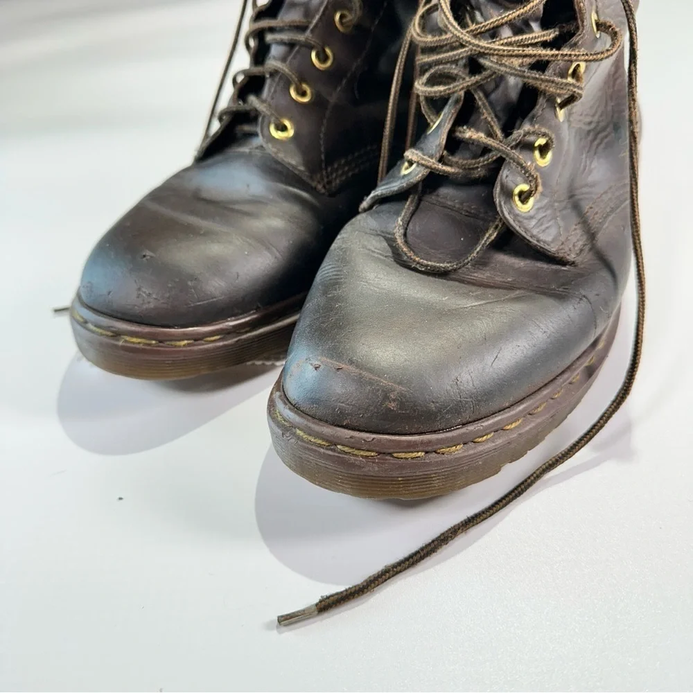 Dr. Martens Made In England Leather Combat Boots Dark Brown Size 10
